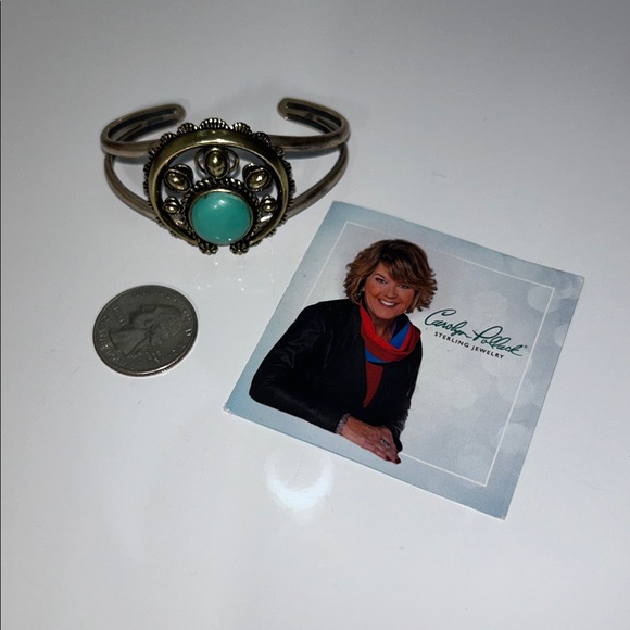 NWOT Genuine Carolyn Pollack Sterling Silver Turquoise Cowgirl Cuff Bracelet - Picture 8 of 9
